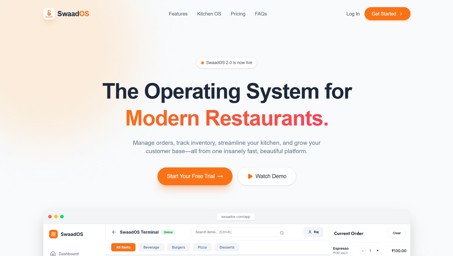 SwaadOS - Multi-Tenant Restaurant POS & Management SaaS